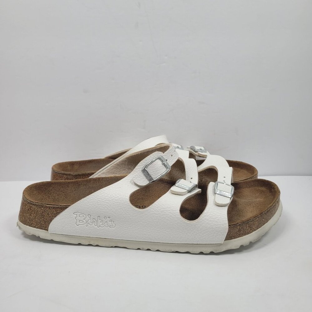 Birkenstock Birki's Women's White Leather Slip-on Sandals US Size 9 EU 40